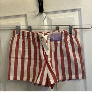 Stars Above High Waist Red and White Striped Shorts